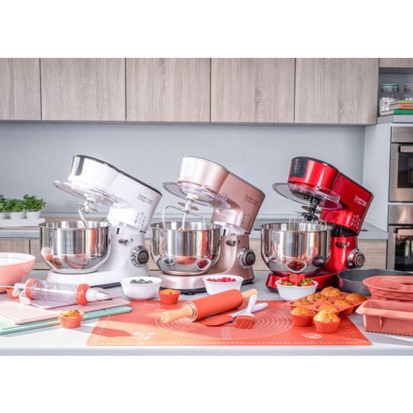 Konyhai robotgép, MagicHome Lenotre, piros/fekete, 1000W, 230 V, 3 az 1-ben, bolygókeverő rendszer, 6 sebességfokozat, nemesacél keverőedény