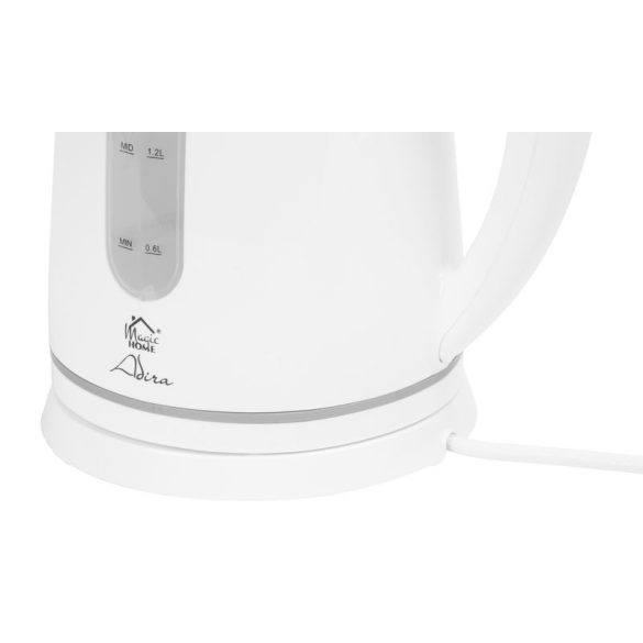 Vízforraló, MagicHome Adira, 1800 ml, fehér, 1850–2200 W, gyorsforraló, rejtett fűtőszál, 360°-os talp, vízkőszűrő, automatikus kikapcsolás, üresjárat és túlmelegedés elleni védelem