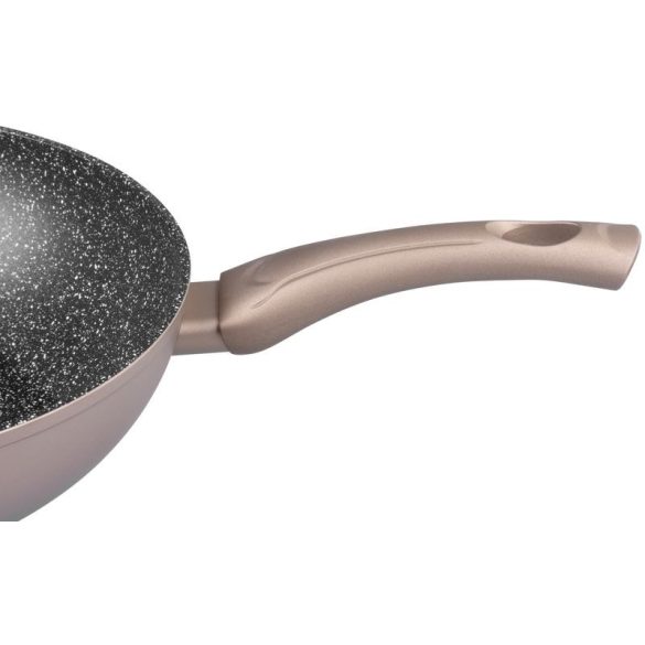 Wok serpenyő, MagicHome Coffee Brown Line, 28 cm, barna, alumíniumötvözet, tapadásmentes, márványbevonat, indukciós