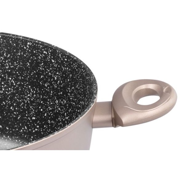 Lábas, MagicHome Coffee Brown Line, 24 cm, 4 l, barna, tapadásmentes, márványbevonat, indukciós alj, minden tűzhelyhez, mosogatógépben mosható, fedővel, alumínium