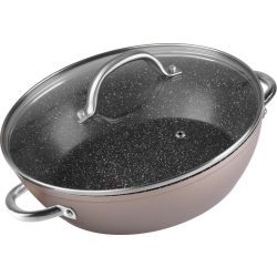   Lábas, MagicHome Coffee Brown Line, 26 cm, 2,8 l, barna, tapadásmentes, márványbevonat, indukciós alj, minden tűzhelyhez, mosogatógépben mosható, fedővel, alumínium