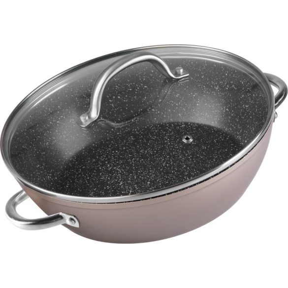 Lábas, MagicHome Coffee Brown Line, 26 cm, 2,8 l, barna, tapadásmentes, márványbevonat, indukciós alj, minden tűzhelyhez, mosogatógépben mosható, fedővel, alumínium