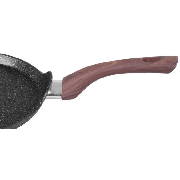 Palacsintasütő, MagicHome Black Marble Line, 25 cm, fekete, tapadásmentes, 3 rétegű márványbevonat, indukciós, mosogatógépben mosható, fa bevonatú nyél