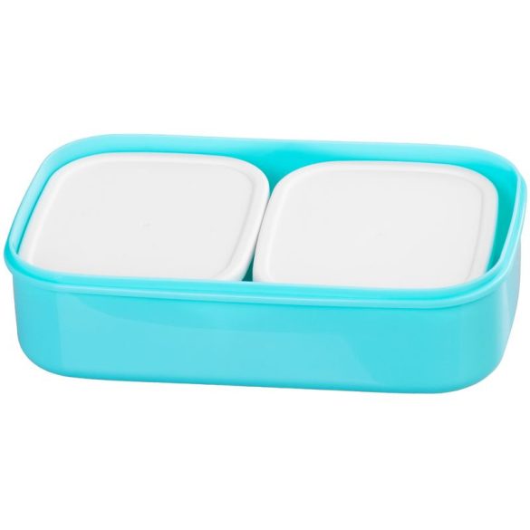Tárolódoboz szett, MagicHome, türkiz, 2 db, 2000 ml (2 × 1000 ml), 208 × 135 × 124 mm, téglalap alakú, 2 részes, villával/kanállal, műanyag, mosogatógépben mosható, hűtő- és fagyasztóálló