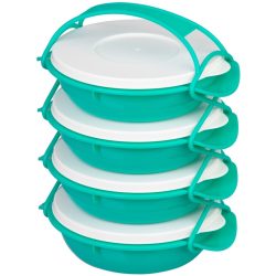   Tárolódoboz szett, MagicHome, türkiz, 4 db, 4000 ml (4 x 1000 ml), 224 x 205 x 295 mm, kerek, műanyag, mosogatógépben mosható, hűtő- és fagyasztóbarát