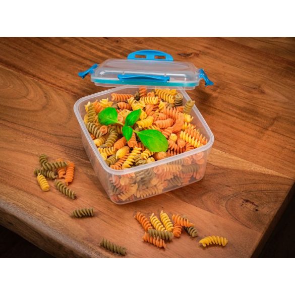 Tárolódoboz szett, MagicHome YH309, átlátszó, 3 db, 1200 ml, 170 × 170 × 126 mm, négyzet alakú, klipszes, műanyag, mikrózható, mosogatógépben mosható