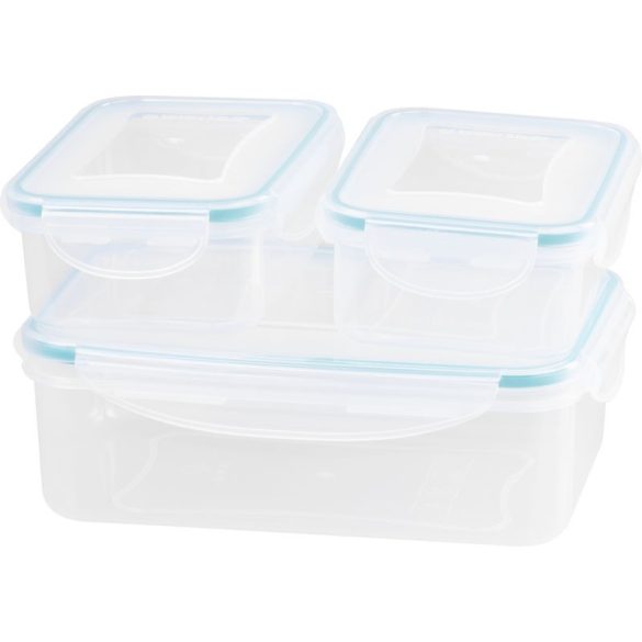 Tárolódoboz szett, MagicHome, átlátszó, 3 db, 1500/500/500 ml, téglalap alakú, termotáskával, műanyag, mikrózható, mosogatógépben mosható