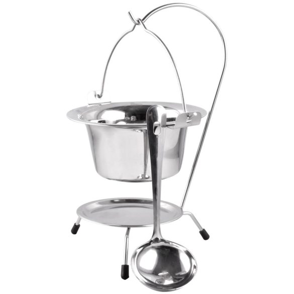 Tálalókészlet, MagicHome, mini bogrács állvánnyal és merőkanállal, 17 cm, 800 ml, rozsdamentes acél