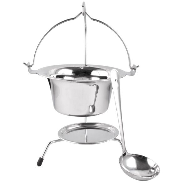 Tálalókészlet, MagicHome, mini bogrács állvánnyal és merőkanállal, 17 cm, 800 ml, rozsdamentes acél