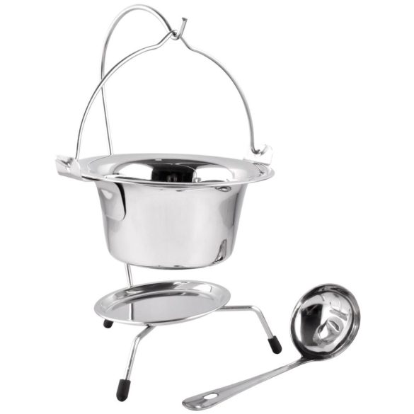 Tálalókészlet, MagicHome, mini bogrács állvánnyal és merőkanállal, 17 cm, 800 ml, rozsdamentes acél