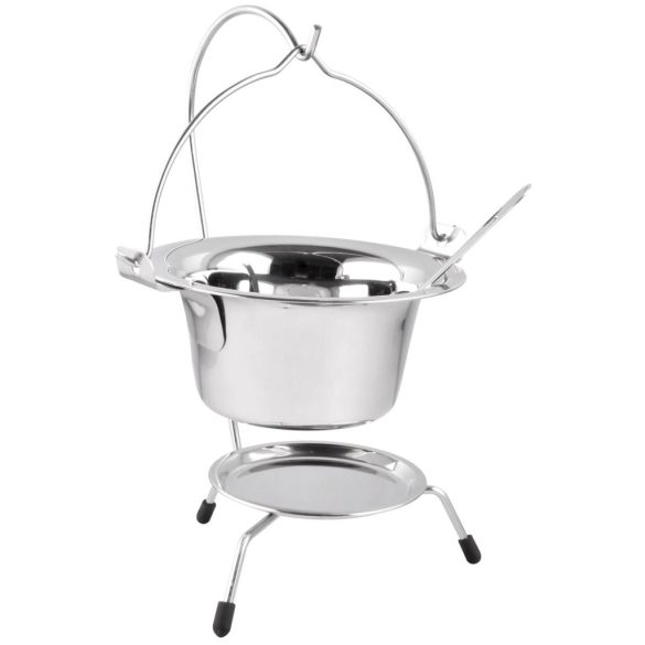 Tálalókészlet, MagicHome, mini bogrács állvánnyal és merőkanállal, 17 cm, 800 ml, rozsdamentes acél