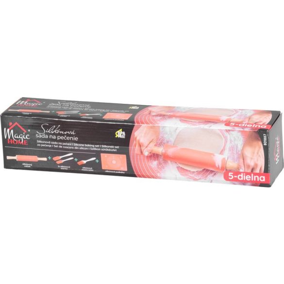 Sütőeszköz készlet, MagicHome, 5 db, 64 × 45 cm sütőszőnyeggel, szilikon, tapadásmentes, spatulákkal, sodrófával, ecsettel