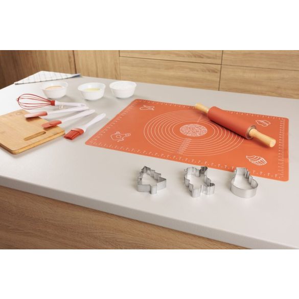 Sütőeszköz készlet, MagicHome, 5 db, 64 × 45 cm sütőszőnyeggel, szilikon, tapadásmentes, spatulákkal, sodrófával, ecsettel