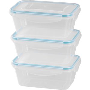 Tárolódoboz szett, MagicHome Lunchbox YH376, átlátszó, 3 db, 1000 ml, 189 x 131 x 77 mm, téglalap alakú, műanyag