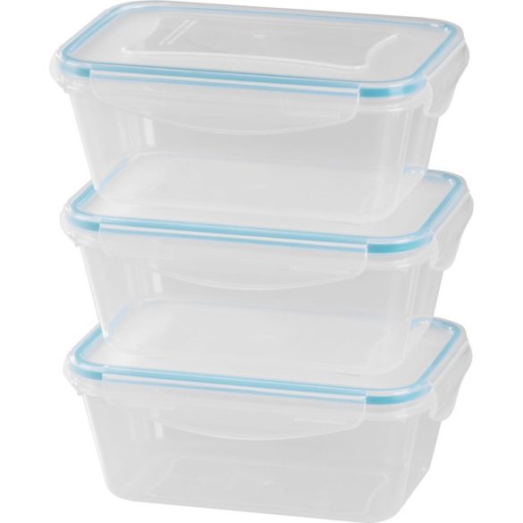 Tárolódoboz szett, MagicHome Lunchbox YH376, átlátszó, 3 db, 1000 ml, 189 x 131 x 77 mm, téglalap alakú, műanyag