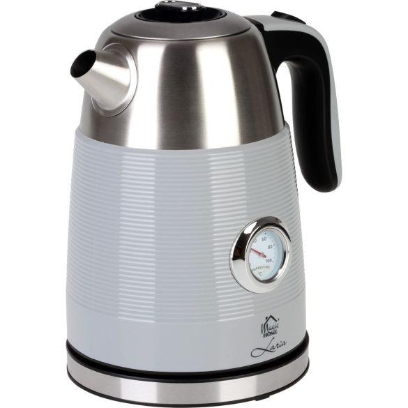 Vízforraló, MagicHome Laria, 1700 ml, ezüst, 1850–2200 W, gyorsforraló, hőmérővel, 360°-os talp, kivehető vízkőszűrő