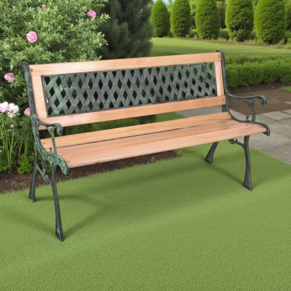 Strend Pro Godiva kerti pad, 120 x 55 x 75 cm, barna/zöld, fémvázas fa-műanyag kialakítás, kültéri használatra