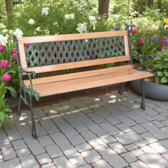 Strend Pro Godiva kerti pad, 120 x 55 x 75 cm, barna/zöld, fémvázas fa-műanyag kialakítás, kültéri használatra