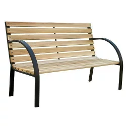  Strend Pro Everild kerti pad, 125 x 55 x 75 cm, barna, fémvázas fa kialakítás, könyöktámasszal, kültéri használatra