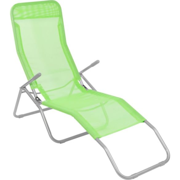 Strend Pro Jamaica napozóágy, 140 x 60 x 95 cm, zöld, összecsukható fémvázas kialakítás, állítható pozícióval, légáteresztő hálós fekvőfelülettel