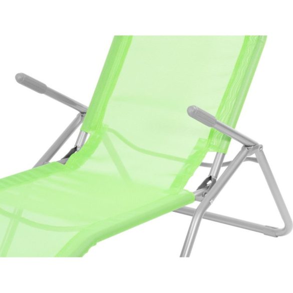 Strend Pro Jamaica napozóágy, 140 x 60 x 95 cm, zöld, összecsukható fémvázas kialakítás, állítható pozícióval, légáteresztő hálós fekvőfelülettel