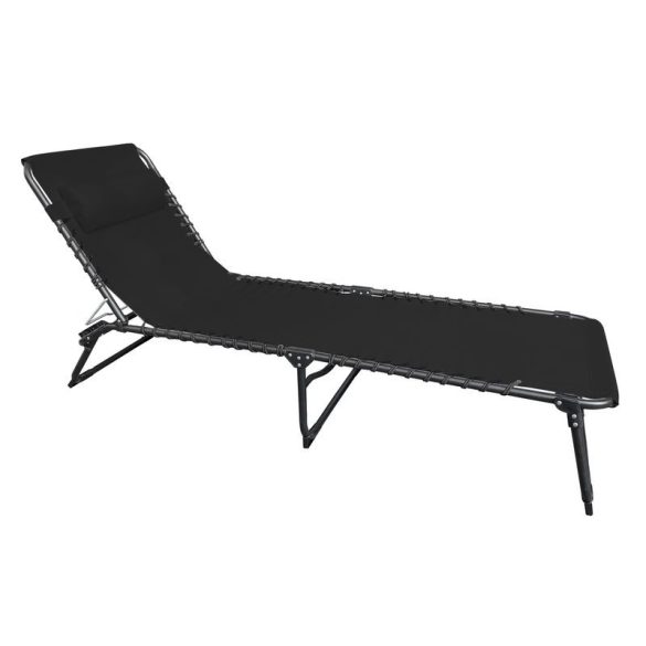VERACRUZ állítható napozóágy - fekete - 190x58x28 cm