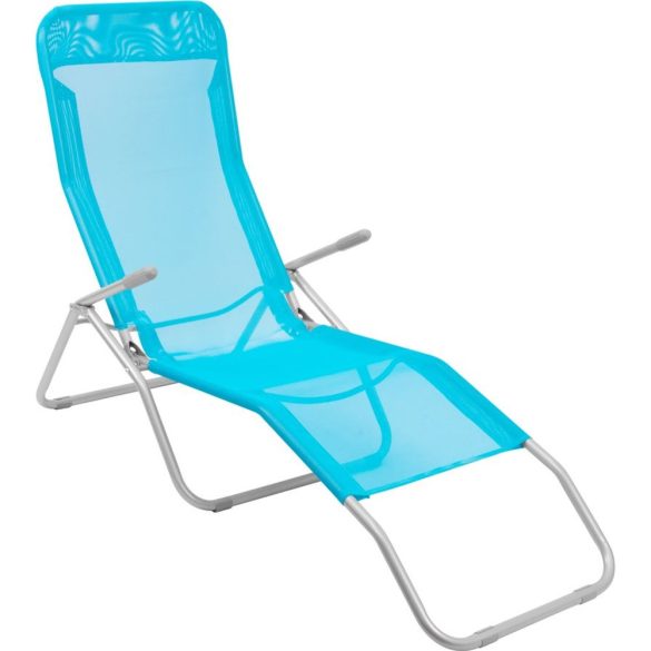 Strend Pro Jamaica napozóágy, 140 x 60 x 95 cm, türkiz, összecsukható fémvázas kialakítás, állítható pozícióval, légáteresztő hálós fekvőfelülettel