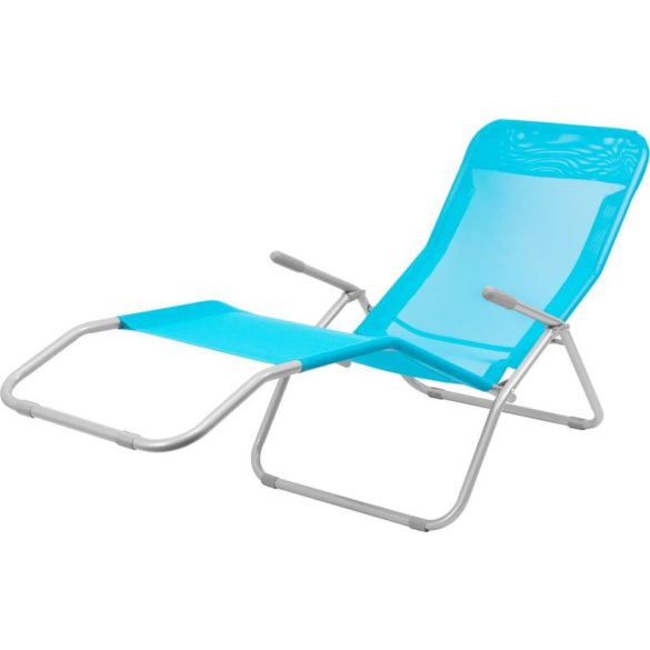 Strend Pro Jamaica napozóágy, 140 x 60 x 95 cm, türkiz, összecsukható fémvázas kialakítás, állítható pozícióval, légáteresztő hálós fekvőfelülettel