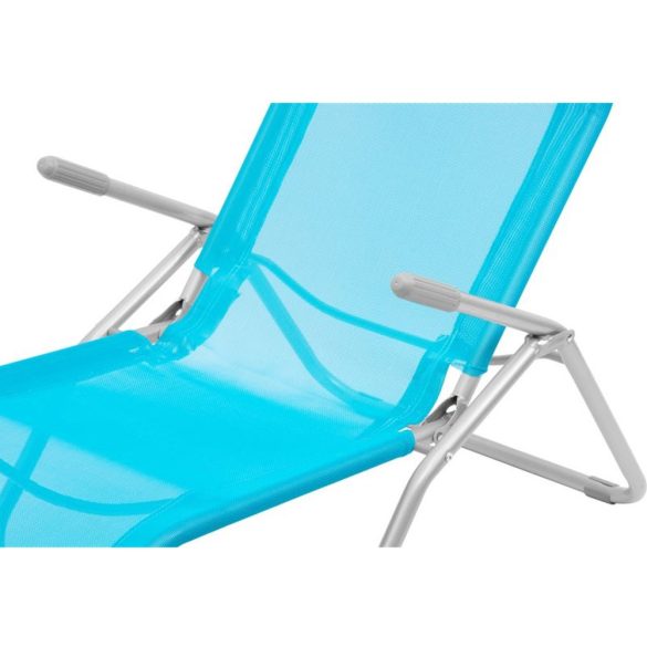 Strend Pro Jamaica napozóágy, 140 x 60 x 95 cm, türkiz, összecsukható fémvázas kialakítás, állítható pozícióval, légáteresztő hálós fekvőfelülettel