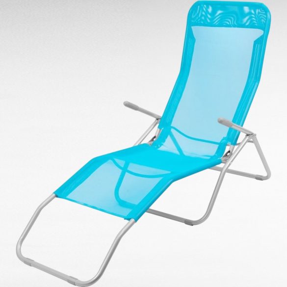 Strend Pro Jamaica napozóágy, 140 x 60 x 95 cm, türkiz, összecsukható fémvázas kialakítás, állítható pozícióval, légáteresztő hálós fekvőfelülettel