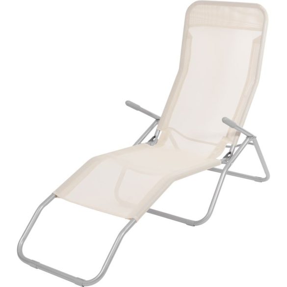 Strend Pro Jamaica napozóágy, 140 x 60 x 95 cm, bézs, összecsukható fémvázas kialakítás, állítható pozícióval, légáteresztő hálós fekvőfelülettel