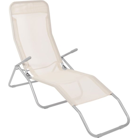 Strend Pro Jamaica napozóágy, 140 x 60 x 95 cm, bézs, összecsukható fémvázas kialakítás, állítható pozícióval, légáteresztő hálós fekvőfelülettel