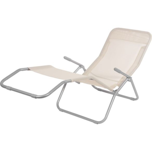 Strend Pro Jamaica napozóágy, 140 x 60 x 95 cm, bézs, összecsukható fémvázas kialakítás, állítható pozícióval, légáteresztő hálós fekvőfelülettel