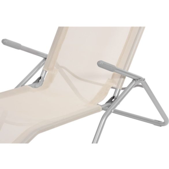 Strend Pro Jamaica napozóágy, 140 x 60 x 95 cm, bézs, összecsukható fémvázas kialakítás, állítható pozícióval, légáteresztő hálós fekvőfelülettel