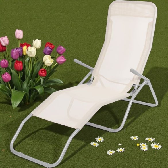Strend Pro Jamaica napozóágy, 140 x 60 x 95 cm, bézs, összecsukható fémvázas kialakítás, állítható pozícióval, légáteresztő hálós fekvőfelülettel