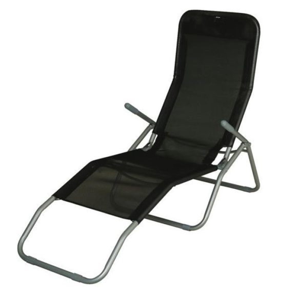 Strend Pro Jamaica napozóágy, 140 x 60 x 95 cm, fekete, összecsukható fémvázas kialakítás, állítható pozícióval, légáteresztő hálós fekvőfelülettel