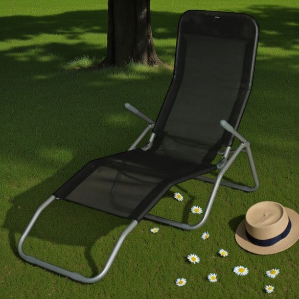 Strend Pro Jamaica napozóágy, 140 x 60 x 95 cm, fekete, összecsukható fémvázas kialakítás, állítható pozícióval, légáteresztő hálós fekvőfelülettel