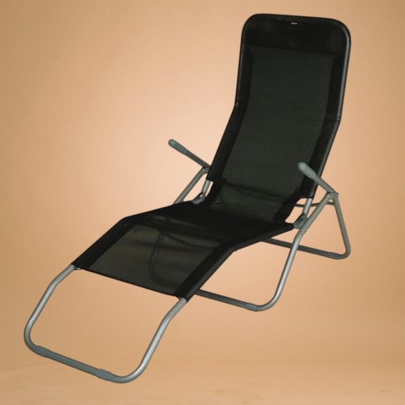Strend Pro Jamaica napozóágy, 140 x 60 x 95 cm, fekete, összecsukható fémvázas kialakítás, állítható pozícióval, légáteresztő hálós fekvőfelülettel