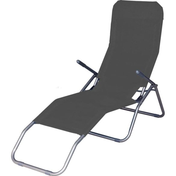 Strend Pro Jamaica napozóágy, 140 x 60 x 95 cm, sötétszürke, összecsukható fémvázas kialakítás, állítható pozícióval, légáteresztő hálós fekvőfelülettel