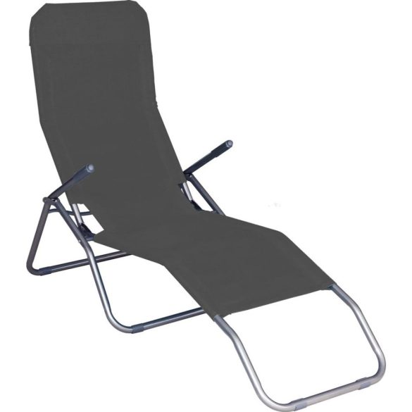 Strend Pro Jamaica napozóágy, 140 x 60 x 95 cm, sötétszürke, összecsukható fémvázas kialakítás, állítható pozícióval, légáteresztő hálós fekvőfelülettel