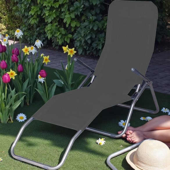 Strend Pro Jamaica napozóágy, 140 x 60 x 95 cm, sötétszürke, összecsukható fémvázas kialakítás, állítható pozícióval, légáteresztő hálós fekvőfelülettel