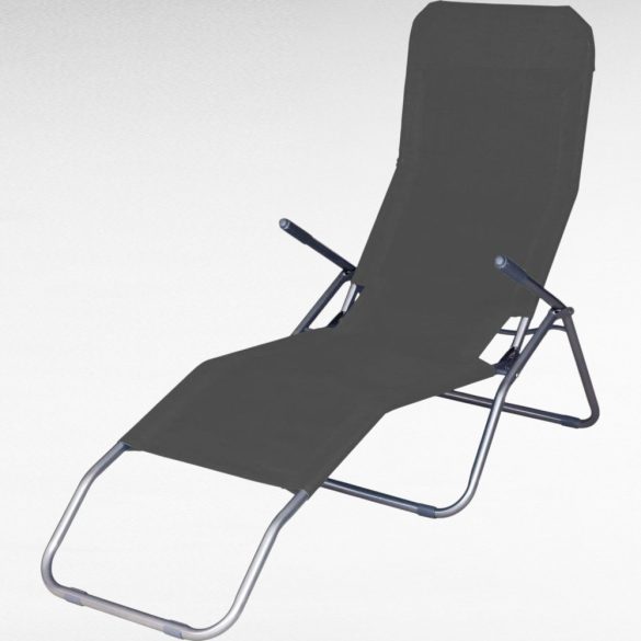 Strend Pro Jamaica napozóágy, 140 x 60 x 95 cm, sötétszürke, összecsukható fémvázas kialakítás, állítható pozícióval, légáteresztő hálós fekvőfelülettel