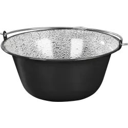   Bogrács, MagicHome, 12 l, 39,8 × 18 cm, fekete-szürke, zománcozott acél, gulyáshoz, nyílt tűzre akasztható, fedő nélkül