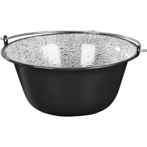 Bogrács, MagicHome, 12 l, 39,8 × 18 cm, fekete-szürke, zománcozott acél, gulyáshoz, nyílt tűzre akasztható, fedő nélkül