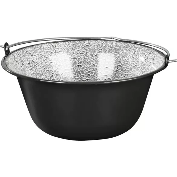 Bogrács, MagicHome, 12 l, 39,8 × 18 cm, fekete-szürke, zománcozott acél, gulyáshoz, nyílt tűzre akasztható, fedő nélkül