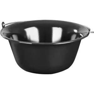 Bogrács, MagicHome, 12 l, 39,8 × 18 cm, fekete, zománcozott acél, gulyáshoz, nyílt tűzre akasztható, fedő nélkül