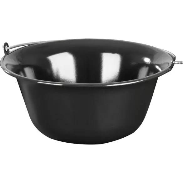 Bogrács, MagicHome, 12 l, 39,8 × 18 cm, fekete, zománcozott acél, gulyáshoz, nyílt tűzre akasztható, fedő nélkül