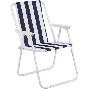 Kempingszék, ST Leisure Equipment, sötétkék/fehér, 53 x 55 x 73 cm, összecsukható, acél váz, Oxford 600D szövet