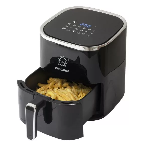 Air Fryer forrólevegős sütő, MagicHome Crocante, 5 l, fekete, 12 sütési mód, beépített időzítő, egészséges sütés, minimális olajjal, 1450 W