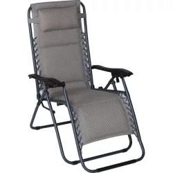   Napozóágy, ST Leisure Equipment Carolina, 160 x 60 x 110 cm, szürke, állítható pozícióval, fémvázas kialakítás, légáteresztő hálós fekvőfelülettel
